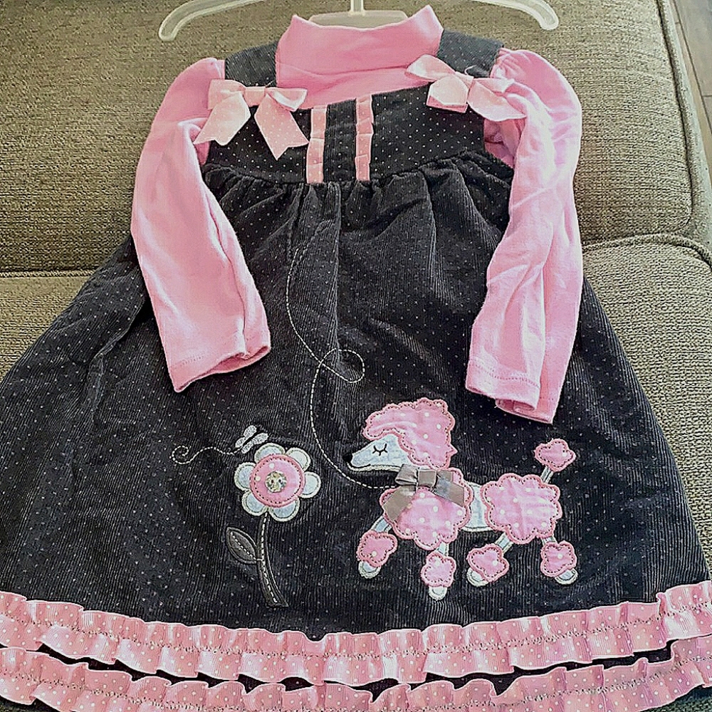 Poodles 🐩 and polka dots dress 3T